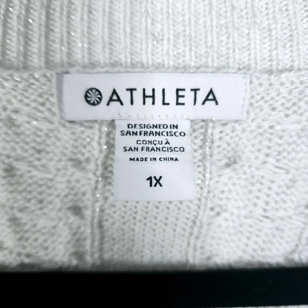 Athleta Crossroads Crew Sweater silver metallic size 1x - Picture 7 of 8